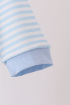 Blue turkey embroidery stripe romper