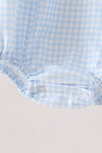 Blue character embroidery gingham ruffle bubble
