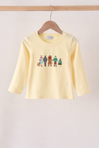 Beige character embroidery top