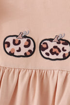 Leopard pumpkin applique dress