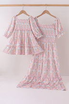 Pink pumpkin smocked mom&me dress