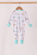 Airplane bamboo zipper romper