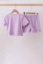 Lavender scalloped mom&me shorts set