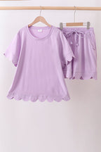Lavender scalloped mom&me shorts set