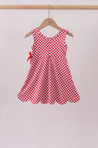 Red checkered bow active dress