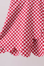 Red checkered bow active dress