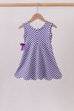 Purple checkered bow active dress