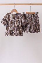 Camouflage scalloped mom&me shorts set