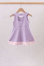Purple scalloped bow active dress