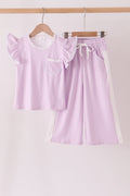 Lavender polka dot pocket ruffle pants set