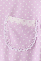 Lavender polka dot pocket ruffle pants set