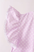 Lavender polka dot pocket ruffle pants set