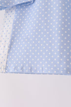 Blue polka dot pocket ruffle pants set