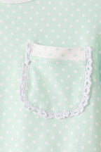 Green polka dot pocket ruffle pants set