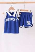 Blue Kentucky active shorts set