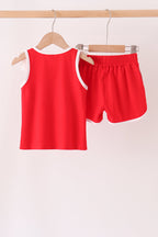 Red active shorts set