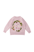 Pink goose floral crew neck sweater