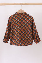Premium brown plaid button down muslin shirt