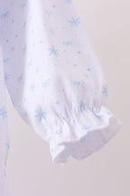 Premium blue snow bow embroidery bubble