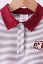Premium Maroon Mississippi stripe bulldog embroidery pants set