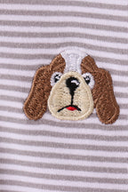 Premium Gray Tennessee Puppy embroidery stripe romper