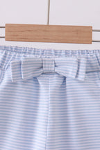 Premium Blue&white stripe bow shorts