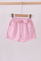 Premium Pink&white stripe bow shorts