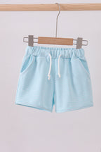 Premium Mint&white stripe drawstring shorts