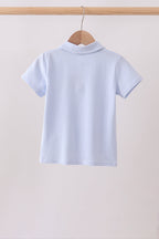 Blue stripe apple embroidery shirt