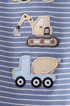 Blue stripe truck embroidery bubble