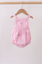 Pink stripe seersucker flamingo embroidery ruffle bubble