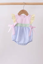 Pink&blue seersucker ruffle bubble