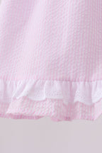 Pink lemon ruffle gingham bloomer set