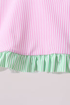 Pink stripe ruffle 2pc swimsuit