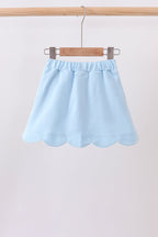 Mint scallop hem bow skort