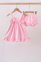 Pink football applique everyone has fun bloomer set