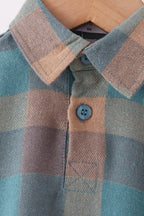 Teal Plaid Button Down Bubble