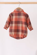 Rust Plaid Button Down Bubble