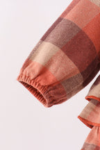 Rust Plaid Ruffle Bubble