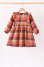 Rust Plaid Ruffle Dress