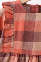 Rust Plaid Ruffle Dress