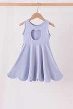 Dusty Blue Scalloped Dress