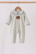 Sage turkey embroidery romper