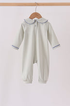 Sage turkey embroidery romper