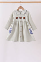 Sage turkey embroidery dress