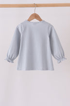 Sage turkey embroidery stripe top