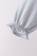 Sage turkey embroidery stripe top
