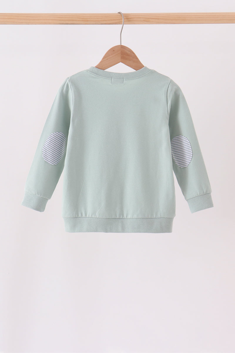 Sage turkey embroidery top