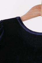 Navy velvet bow dress
