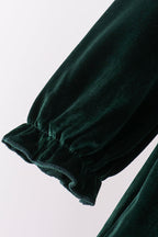 Green velvet bow dress